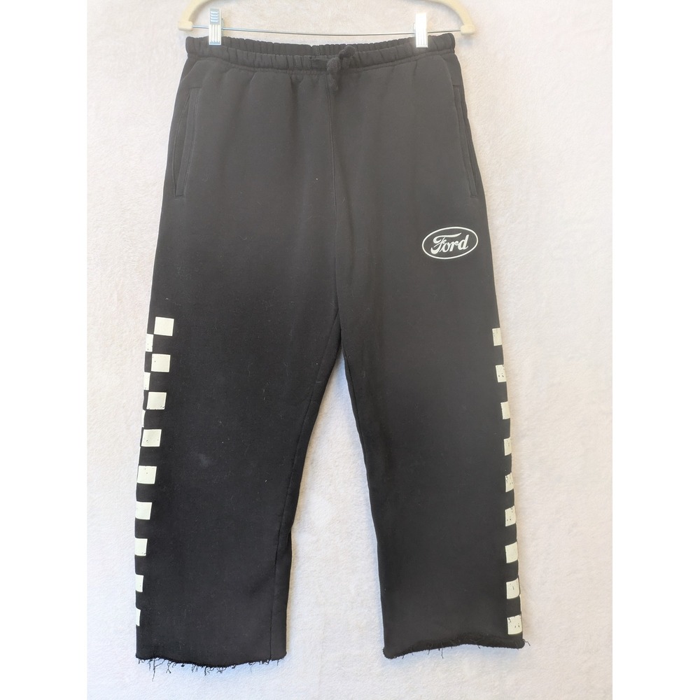 PacSun Ford Sweatpants Men's Small Black Checkerboard Racing Logo Joggers
